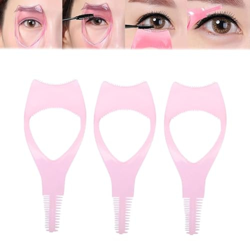 Mascara Shield Applicator Guard,3 in 1 Eyelashes Tools Mascara Shield Applicator Guard,Disposable Makeup Applicators,Eyelash Tool Mascara Guard,Eyelash Guide for Makeup for Make Up Beginner (Pink)