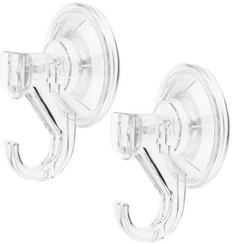 Saugnapf Haken 2 Stück Transparent Robust Wasserdicht Wiederverwendbare Duschhaken Abnehmbare Vakuum Saugnapf Haken für Fenster Glastüren Kleiderbügel Küchenfliesen Handtücher Wanddekoration