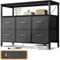 ODK Chest of Drawers Bedroom with 6 Drawers, Fabric Storage Drawers with 2 USB and 2 Sockets, Dresser Suitable for Bedrooms, Living Rooms, Sturdy Storage Dresser with Shelves, Black