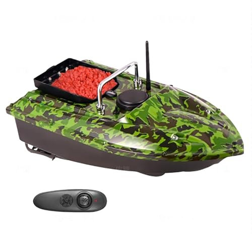 SOPERIT Bateau d'appât de pêche 500m Telecommandé sans Fil Pêche Bateau Amorceur avec Lumière LED avec 2 x Moteurs 1.5KG pour pêche de Nuit