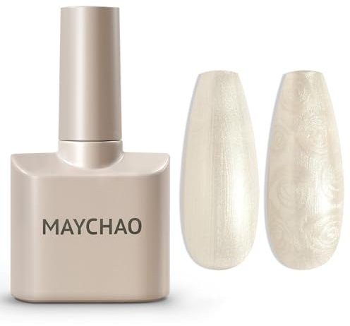 MAYCHAO 15ML Pearl Gel Nail Polish Pearlescent Shell Shimmer Mermaid Aurora Nude Gel Polish Swirl Thread Effect Soak Off UV LED Lamp Curing for Nail Art Manicure Salon DIY at Home, 0.5 OZ