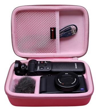 XANAD Eva Reisetasche für Sony ZV-1 / ZV-1f / ZV-2 Kamera mit Vlogger Zubehör-Kit Stativ und Mikrofon - Reise-Schutz-Tragetasche (Rosa)