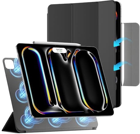 ZtotopCases Hülle für iPad Pro 13 Zoll 2024, Leistungsstarke Magnetische, Ultradünne, Leichte Schutzhülle mit Klappbarem Ständer und Auto Schlaf-/Weckfunktion, Schwarz