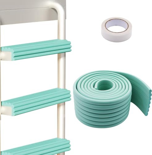 PENCK Bunk Bed Ladder Pads, 6.56ft Soft Edge Protector Adjustable Ladder Replacement with Adhesive Soft Corner Protectors for Stair Steps Foot Comfort (Light Green)