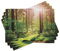 ABAKUHAUS Wald Platzmatten 8 Stück, Wald Frühling Zeit Sonnenuntergang Moos Woods Wildnis Fantasy Magical Aussicht Druck, Waschbare Stoff Esszimmer Küche Tischdekorations, Farngrün