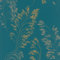 Galerie Teal/Gold Shrub Leaf On Plain Linen Texture Vinyl on Non-Woven Soft Metallic Wallpaper Roll
