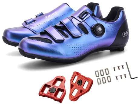 Hixingo Fahrradschuhe Herren Damen Blau Rennradschuh MTB Radsportschuhe Mountainbike Schuhe Sneaker Atmungsaktive Outdoor-Radschuhe Fahrrad Schuhe, SPD/SPD-SL Kompatible 42 EU