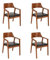 SAM 4er Set Esszimmerstuhl Angel, Akazienholz nussbaumfarben, schwarzes Echtleder, Holzstuhl mit Armlehnen, ergonomischer Massivholz-Sessel mit Leder-Bezug, Stuhl für Küche, Esszimmer & Wohnzimmer