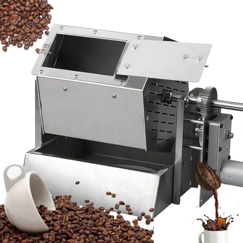 MAHWER Tostadora de café eléctrica Tipo Tambor de 5 a 55 RPM con Ventana de Vidrio, termómetro y Pala for maní, sésamo, Trigo y castañas, 3,4 l