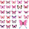 ERBO 50 Stück Rosa Schmetterlinge Deko mit Sicherheitsnadeln, PVC Schmetterling Brosche, für Kinderzimmer Deko, Dekoration Curtains, Dining Table, Büro (Rosa)