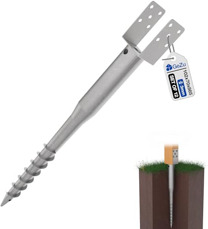 GeZu Impex Staffa ad U con Perno a Spirale 102 x 865 mm Manicotti a Vite U Supporto per U Pali da Avvitare Ancoraggio da Terra Palo da Avvitare