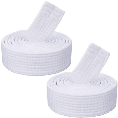 CREATCABIN 2 Stück Weiße Karate Gürtel Polyester Kampfsport Gürtel Judo Jiu Jitsu TKD Aikido Einheitlicher Ranglistengürtel Lang Weich Universell Passend Taekwondo Für Sporttrainingsausrüstung 200cm