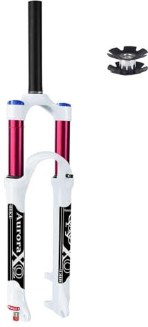 LYYCX AuroraXQ MTB Fahrrad Luft Vorderrad Gabel 26 27.5 29 Zoll, Ultraleicht Magnesiumlegierung Mountainbike Federgabel Gerades/Konisches Rohr for 1.5-2.45 Reifen(Straight Manual,26)