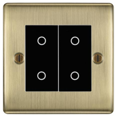BG Nexus Antique Brass Double Secondary Touch Dimmer Switch - Black Insert