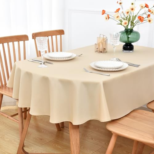 NEWISHER Ovale Tischdecke, einfarbig, 133 x 180 cm, Beige