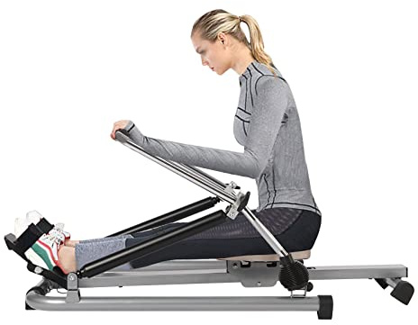Donened - Rudergerät für Zuhause Klappbar, Hydraulisches Rudergerät mit LCD Anzeige, Fitnessgerät, Rückentrainer für Cardio Übungen
