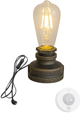 FSLiving LED Bewegungsmelder Tischleuchte Nachtlicht LED-Tischlampe mit kabellosem PIR-Bewegungssensor mit 1,8 m Kabel für Treppe Flur Garage TD0067