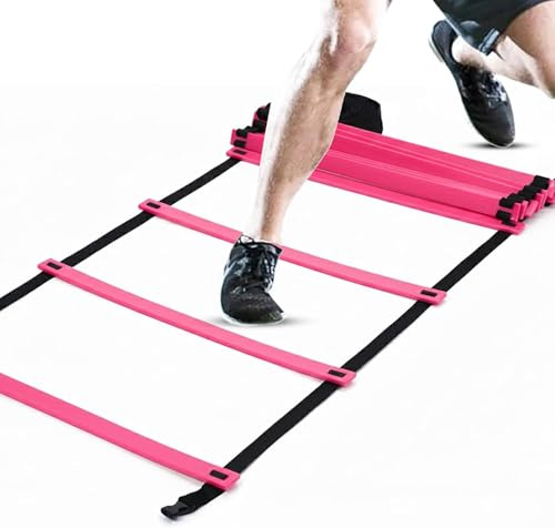 ND Sports Agility Ladder – Speed & Footwork Training Ladder with Flat Rungs – Adjustable Fitness Ladder for Football, Boxing, Coordination & Strength (Pink, 2M 4-Rung)