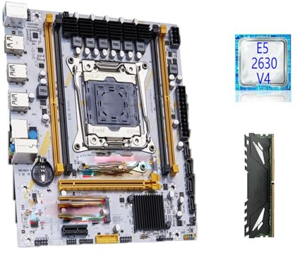 Placa Madre Conjunto de Placa Base Fit For QIYIDA X99 LGA 2011-3 con CPU Xeon E5 2630 V4 DDR4, 16 GB de Memoria REG ECC NVME NGFF M.2 WiFi, Chip X99C612 TPM(Motherboard+CPU)