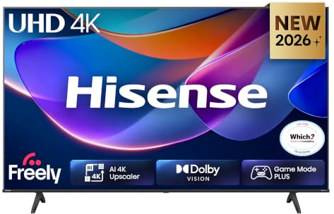 Hisense 58 58A6STUK 4K Ultra HD AI Smart TV with Freely, Netflix, Disney+ and YouTube - AI 4K Upscaler, AI Smooth Motion, Game Mode Plus, Dolby Vision, Voice Control, DTS Virtual: X, Filmmaker Mode