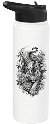 Traditional Japanese Tiger in Irezumi Style Stainless Steel Insulated Water Bottle
