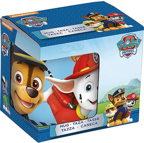 Safta | Taza Grande Paw Patrol Friendship, Cerámica con Asa, Capacidad 350 ml, Diseño Infantil Patrulla Canina con Chase y Marshall, Presentación en Caja de Cartón, Medidas 11,7x8,7x10 cm