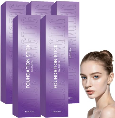 2-in-1 Color Changing Foundations Stick,Temperature-Activated Dual-Ended Self-Adjusting Skin Matching, den ganzen Tag tragen Grundlagen Stick, natürliche Abdeckung Stiftung, (5PCS)