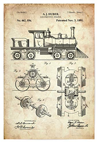 artboxONE Poster 30x20 cm Reise Zug Lokomotive (Antik) hochwertiger Design Kunstdruck - Bild Zug Eisenbahn Entwurf