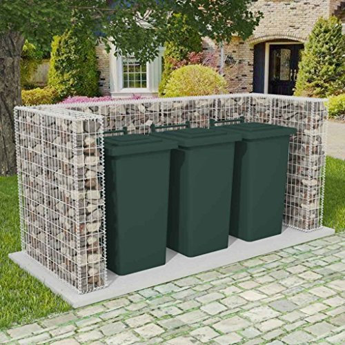 Tidyard Gaviones de Piedras para Ocultar Contenedor,Jardinera de Gaviones Cesta de Gaviones de Alambre Galvanizado,Decoración de Jardín,250x100x120cm(Piedras y Plantas No Incluidas)