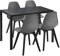 [en.casa] Essgruppe für 4 Personen Esstisch Schwarz + 4 Stühle Grau Küchentisch Esszimmertisch mit Esszimmerstuhl
