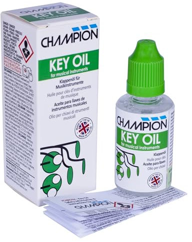 Champion Key Oil Lubricant For Clarinet, Oboe, Fagott, Flute & Saxophon Key Work Maintenance & Care Musical Instrument Lubricating Key Oil Made in UK With Safe Caps (30ml)