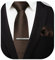 HISDERN Herren Solid Brown Krawattenklammer Taschentuch Hochzeit Party Classic Krawatte & Einstecktuch Set
