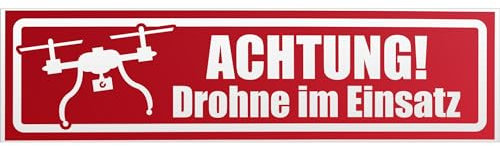 Kiwistar Magnetschild Achtung Drohne im Einsatz invertiert - 30cm Rot - reflektierend - magnetisch für Auto PKW Kfz - wiederverwendbares Hinweisschild aus Magnetfolie - für Fahrzeug, Truck