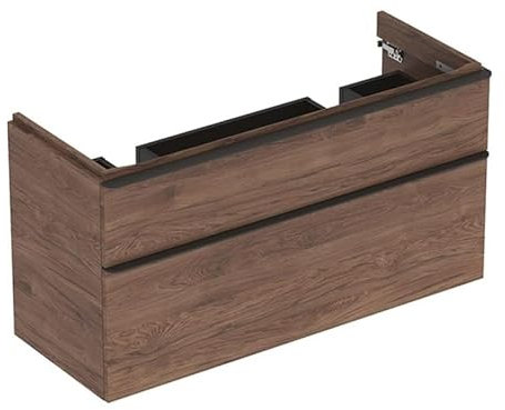 Geberit Smyle Square Waschtischunterschrank für Doppelwaschtisch, 500356, 1184x617x470mm, mit 2 Schubladen, Farbe: Nussbaum Hickory/Melamin Holzstruktur - 500.356.JR.1