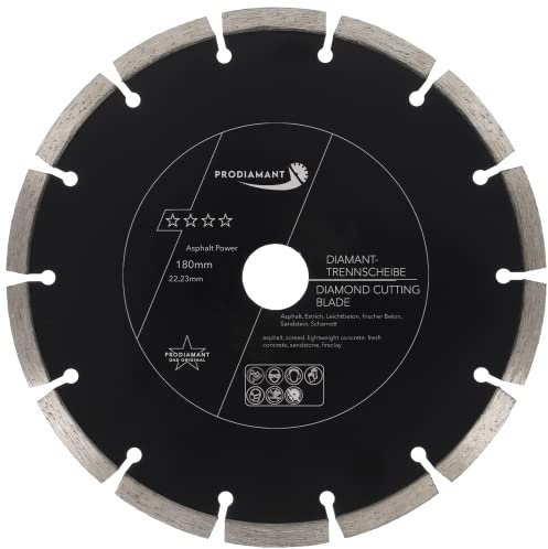 PRODIAMANT Diamantscheibe 180 mm x 22,2 mm Abrasiv für Straßen, Asphalt, Estrich, Leichtbeton, frischer Beton, Sandstein und Schamott