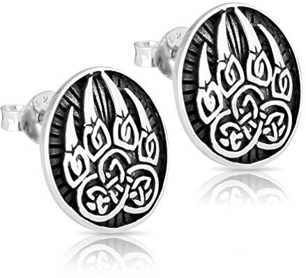 NKlaus Paar Bärentatze Ohrstecker 13mm Indianer 925 Sterling Silber native Indigen 4971