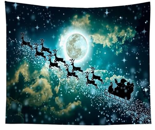 EHOMERY Wandbehang Zum Aufhängen Wanddekoration Entspannung Bunt Weihnachten Weihnachtsbaum Schnee Wandteppich Asiatisch Für Außen Wandbehang Wandschmuck Groß Wohnzimmer 150X200Cm