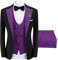 Sliktaa Completo da uomo, 3 pezzi, con un bottone, slim fit, formale, per matrimoni, cene, blazer, gilet e pantaloni, multicolore, Viola, L
