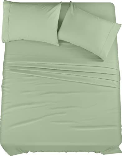 Utopia Bedding Juego de sábanas de 4 Piezas, Microfibra cepillada, Resistente al Encogimiento y a la decoloración, fácil Cuidado (matrimonial, Salvia)
