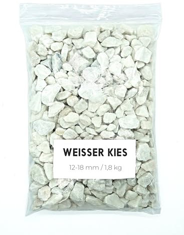 Landare Kies Weib 1,8Kg - Dekosteine - Zierkies - Dekosteine für Vasen - Dekosteine Weiß - Kieselsteine - Deko Steine Kleine - Ziersteine - Zierkies Bunt - Steine Garten (12-18 mm) (Weiß)