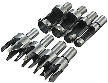 XiBany Juego de Brocas for Cortador de enchufes de Madera, 8 Uds., Herramienta de Corte cónico Recto, Cuchillo de Corcho, Tipo Garra, carpintería, 6mm, 10mm, 13mm, 16mm