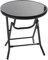 Taylor & Brown 48cm Folding Drinks Side Table, Foldable Coffee Table, Outdoor Garden Table, Small Round Patio Table - Black with Tempered Glass Top - 46x46x48cm