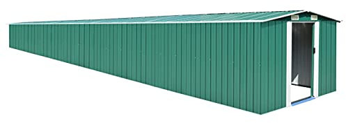 LAPOOH Gerätehaus, Geräteschuppen, Gartenhütte, Fahrradgarage, Gartenschuppen, Gartenhã¤User & Aufbewahrung, Grün 257x990x181 cm Verzinkter Stahl
