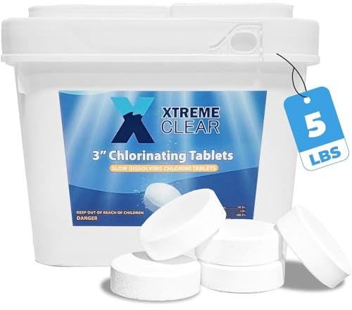 Xtremeclear 3 Swimming Pool Chlorine Tablets 99% Pure Tri-Chlor| Long Lasting & Slow Dissolving | Pro-Grade Pool Sanitizer | 5 Pounds Bucket