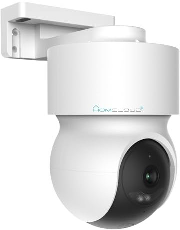 Homcloud Telecamera WiFi Speed 16T 2K, Rotazione 360°, Visione Notturna a Colori, Smart Tracking, Certificata IP65, Compatibile con Smart Life, Alexa e Google, Facile installazione