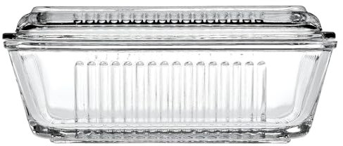Concept4u Glass Cheese & Butter Dish with Lid Cheese Container Boxed Butter Keeper Insulated Butter Holder Airtight Cheese Plate for Kitchen & Countertop