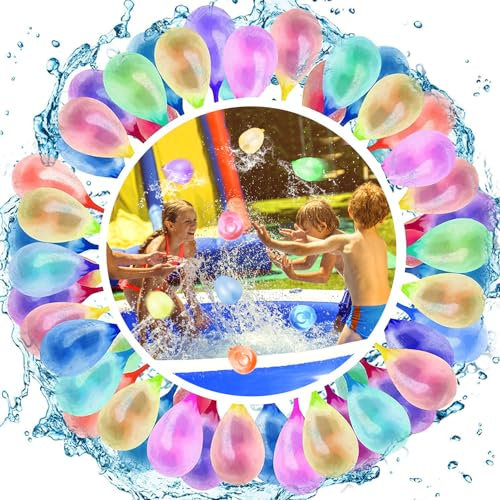 Wasserbomben Selbstschließend, 333 Stück Wasserballons, 60 Sekunden Schnellfüller Wasserbomben Set, Bunt Gemischt Ohne Knoten Water Balloons Outdoor Wasserspielzeug im Sommer für Party, Wasserpark