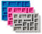 Room Copenhagen, LEGO Iconic Eiswürfelform, spülmaschinenfest, Silikon-Backsteinform, 3er-Set, Blau, Rosa und Grau