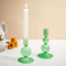 Glasseam Glas Kerzenständer Stabkerzen Grün: 2er Set Bunt Kerzenhalter Stabkerze Farbig Stabkerzenhalter für Tisch Deko Modern Kerzenständer Weihnachten für Wohnzimmer Esstisch Dekoration