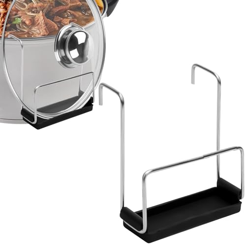 2pcs Slow Cooker Lid Holder, Stainless Steel Crock Pot Lid Stand Rack Cover Organizer Hand Free Pan Lid Storage for Bracket Keeping Countertops Clean